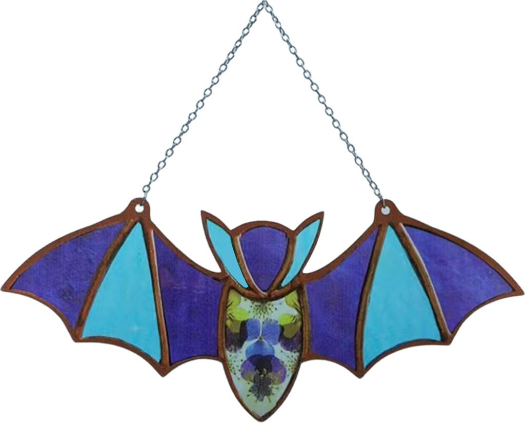 Halloween Hängender Glas-Sonnenfänger, Dekoration, Acryl, 2D-Fledermaus-Ornament, Gothic-Auto-Rückspiegel-Dekor für Zuhause, Fenster, Wand, Auto