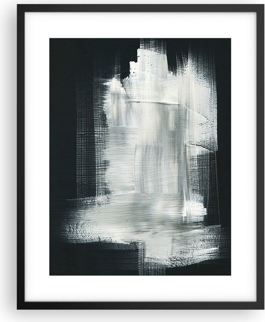 Gerahmtes Poster - Schwarzer Rahmen - Abstraktion Schwarz Weiß - 40x50 cm - Wand Bild - Wanddeko - Wandbilder - Wandposter - Bilderrahmen - Bilder...