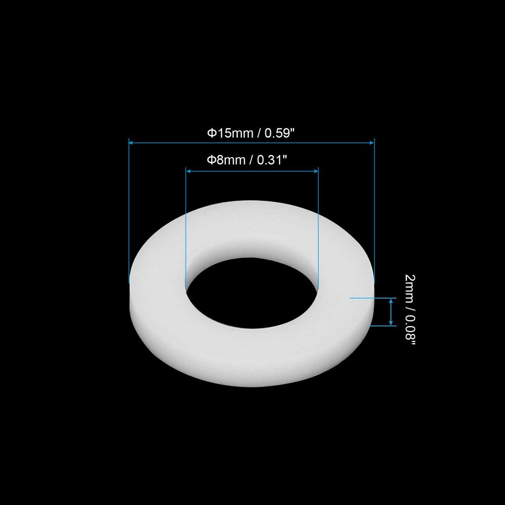 Flache Unterlegscheiben, 50 Stš¹ck 15mm Au?endurchmesser 8mm Innendurchmesser 2mm Dicke PTFE-Dichtungsunterlegscheiben Flanschdichtung Dichtung f...