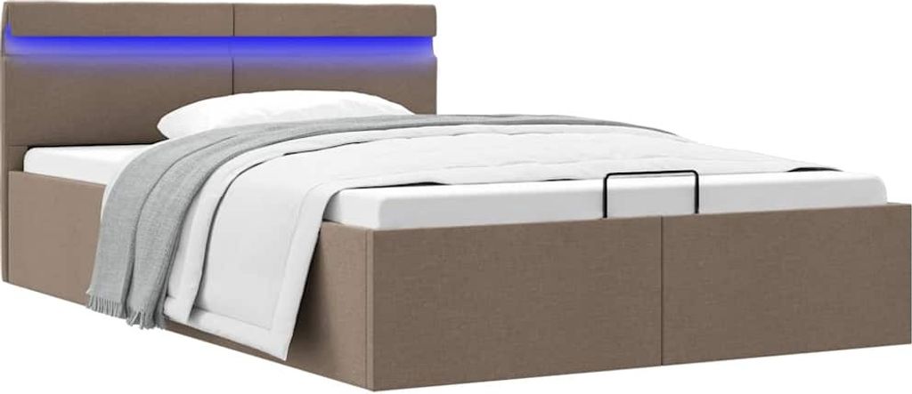 Maison Exclusive - Bett mit Bettkasten Hydraulisch mit LED Taupe Stoff 120x200 cm