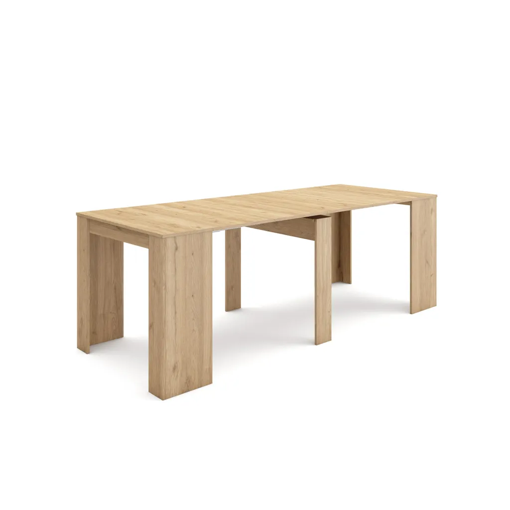 Console extensible en bois de chêne pour salle à manger modulable