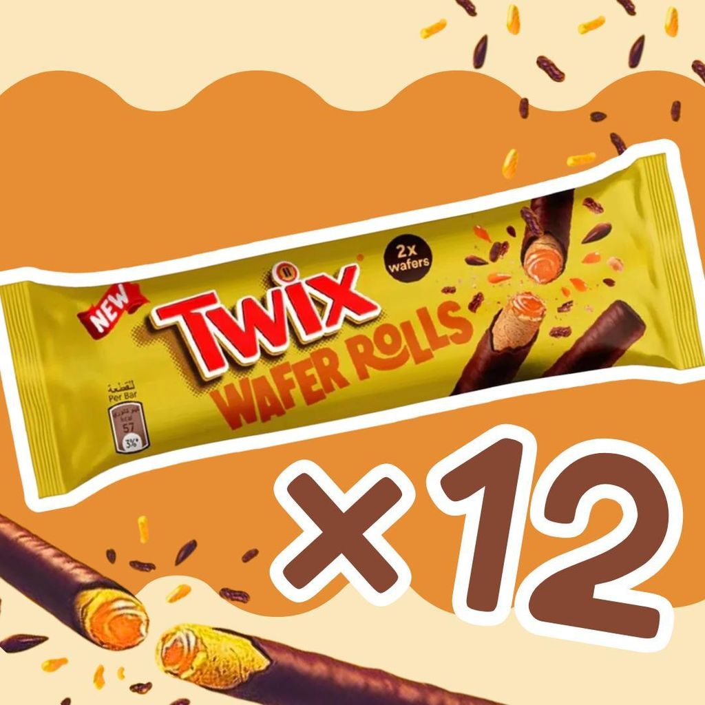12er Pack – Twix Wafer Rolls | Knusprige Waffelröllchen mit Produktbild 