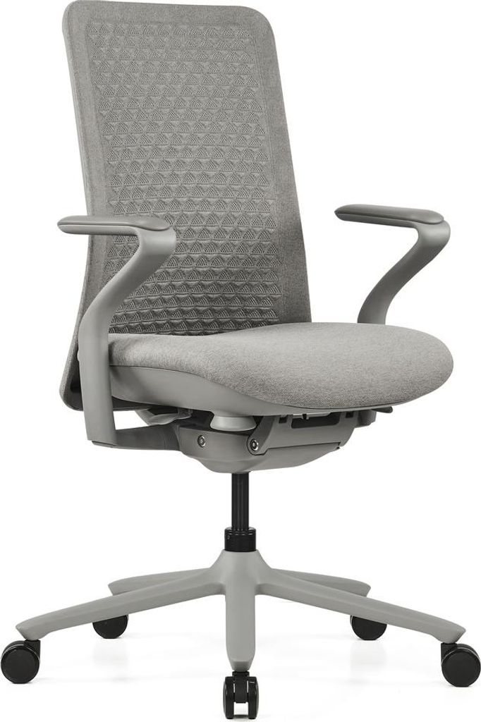 hjh OFFICE High End Bürostuhl VERVIO Ergonomischer Schreibtischstuhl mit Armlehnen Stoff / Netzstoff Grau Drehstuhl für Büro, Zuhause