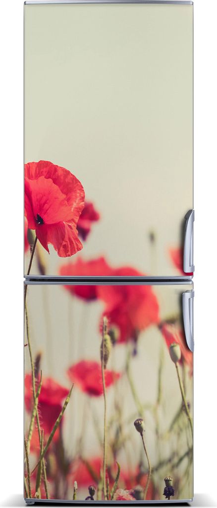 Tulup Kühlschrankdekoration - Magnetmatte - 70 cm x 190 cm - Magnet auf dem Kühlschrank - Wildblumen Mohn