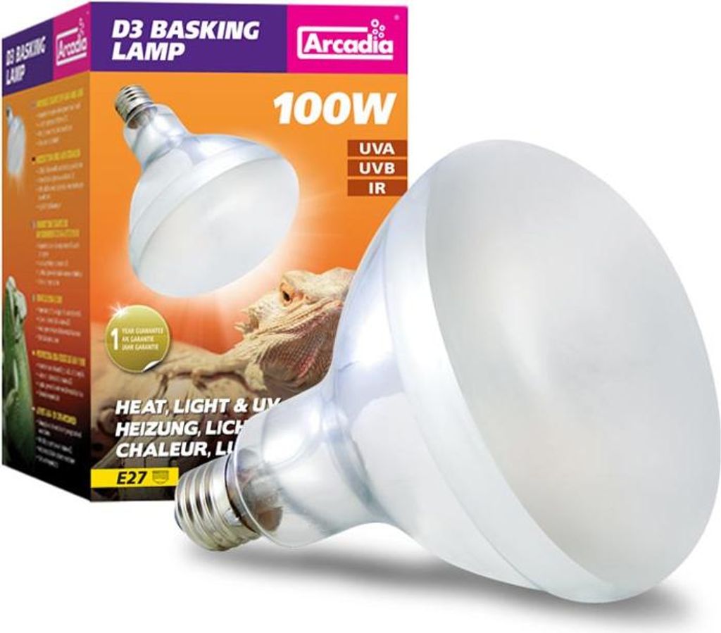 Arcadia - D3 UV Basking Lampe, E27 - 100W Produktbild 