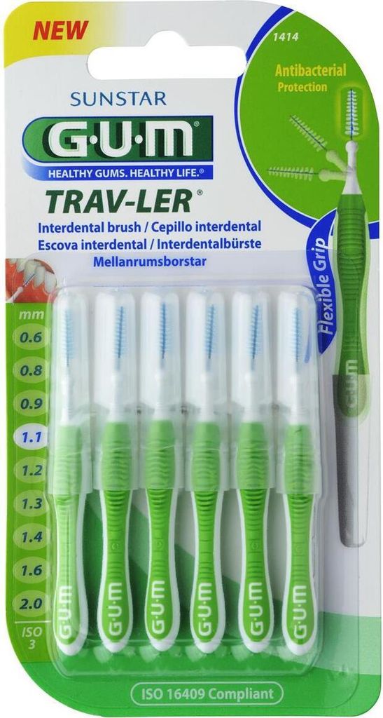 Sunstar GUM Trav-Ler Interdentalbürste 1,1 mm 6 Stück Produktbild 