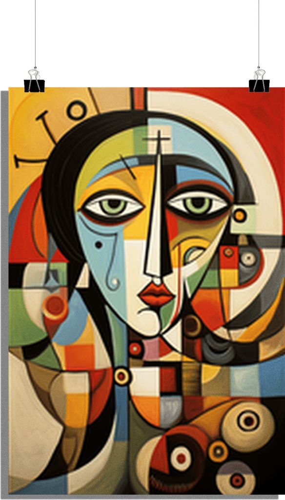 Abstraktes Poster - Porträt Poster - Picasso Stil Poster - Mondriaan Stil Poster - Stilvolles Poster - 51x71cm - Perfekt zum Einrahmen