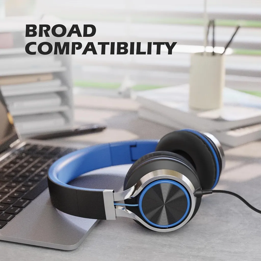 Cuffie 3.5mm Pieghevoli con Controllo Volume e Microfono per Laptop e PC - 6