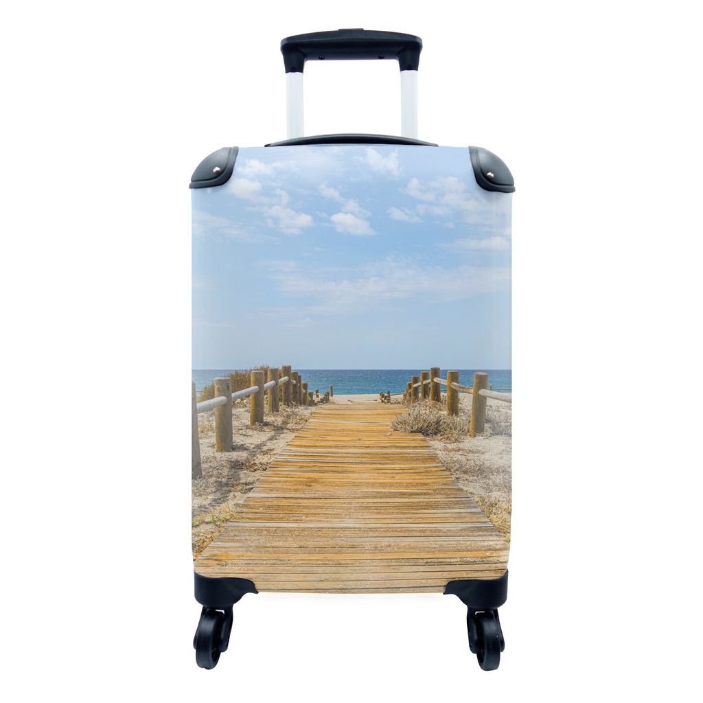 MuchoWow Koffer Handgepäck Trolley Rollkoffer Kleine Reisekoffer mit 4 Rollen - Strand - Weg - Sommer - Cabin Size < 55x40x23 cm & 55x40x20 cm -...