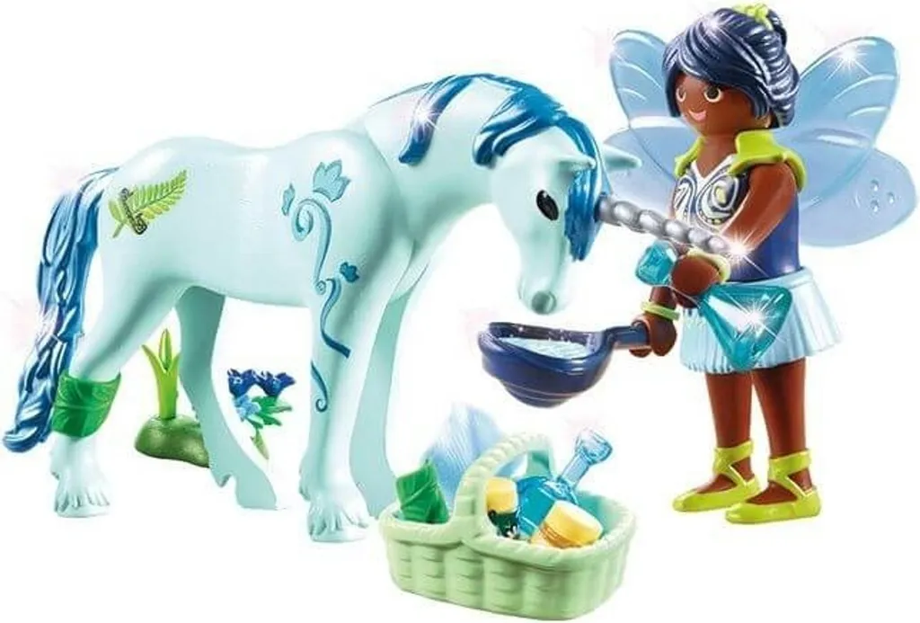 Statue licorne avec fée guérisseuse - Objet de décoration féerique
