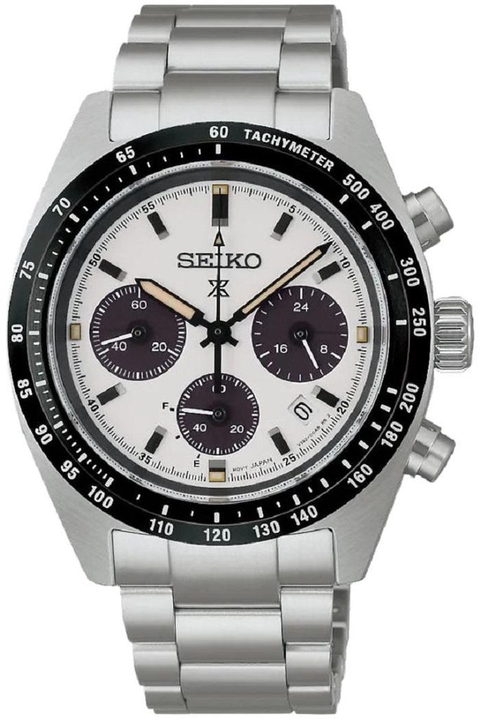 Herrenuhr, Solar-Chronograph aus Edelstahl - Weißes Zifferblatt - Seiko Modell: SSC961P1