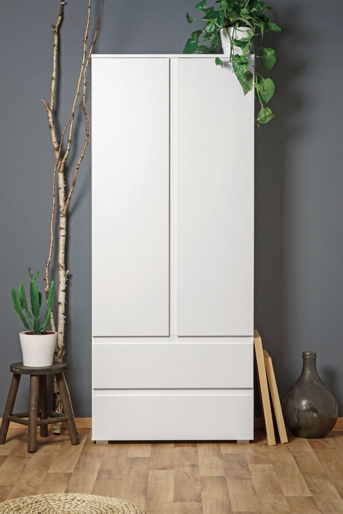 IMAGE7 Armoire - 2 portes + 2 tiroirs - Blanc mat - 80 x Image du produit 