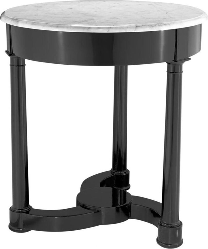 Casa Padrino Beistelltisch schwarz mit weißer Marmorplatte 66 x H. 71,5 cm - Luxus Kollektion