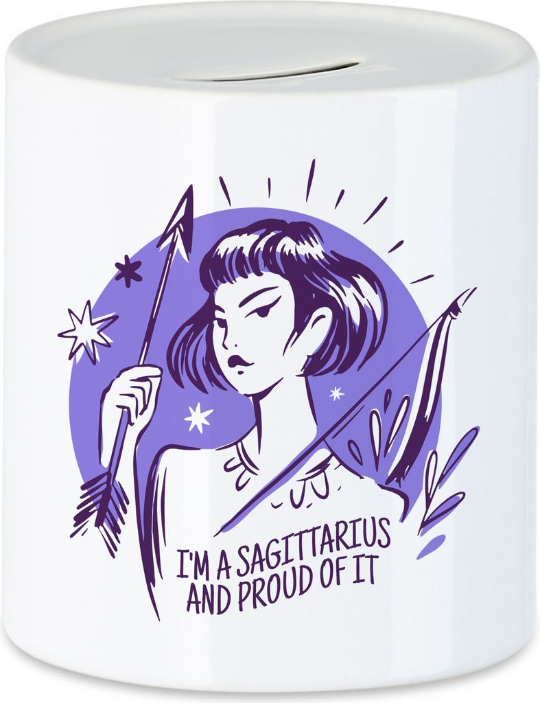 Schütze Sternzeichen Spardose WeißSagittarius Horoskop Produktbild 