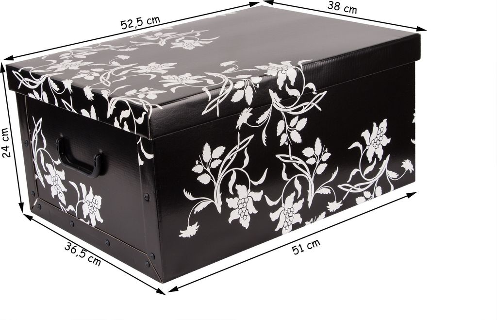 Aufbewahrungsbox mit Deckel Pappe 3er Set Blumenmuster Produktbild 5