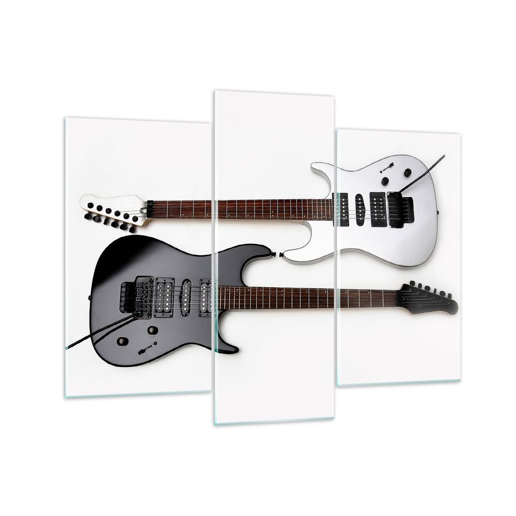 Bilder auf glas - E-Gitarren Streicher Musikinstrument - 130x100cm - Glasbilder - Wandbilder - Kunstdruck - Wanddekoration aus Glas - Glas Bilder -...