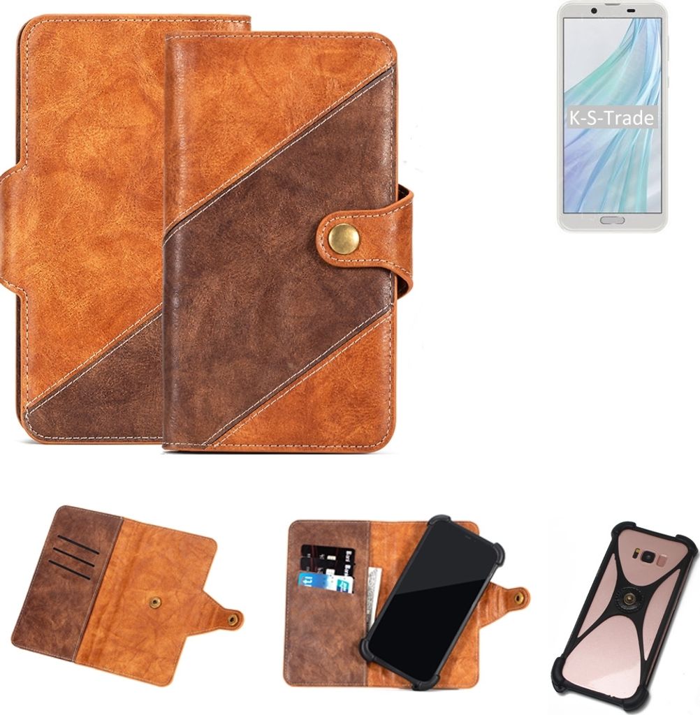 K-S-Trade Handy-Hülle Schutz-Hülle Bookstyle Case Wallet-Case kompatibel mit Sharp Aquos Sense2 Handy Cover Bumper Kantenschutz Smartphone