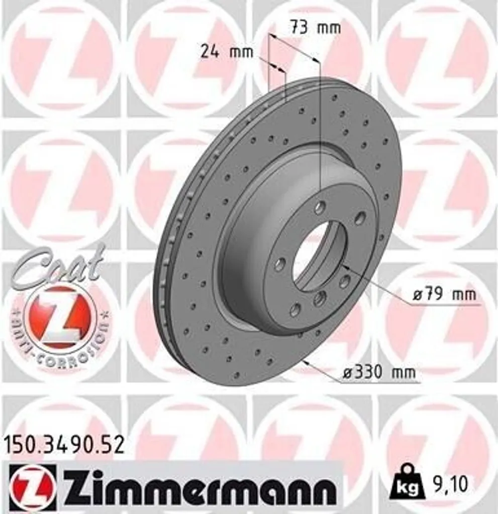 Disque de frein Coat Z Zimmermann 150.3490.52 - Protection anticorrosion