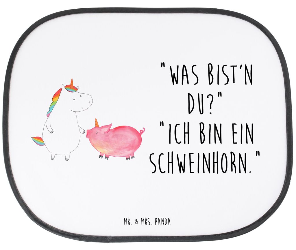 Mr. & Mrs. Panda Sonnenschutz Auto Einhorn Schwein - Weiß - Geschenk, Sonnenblende, Freundin, Unicorn, Schweinchen, hitzeschutz, für Autoscheiben...