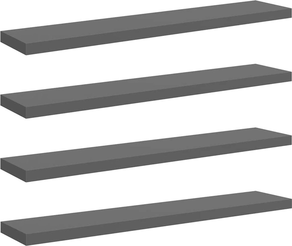 vidaXL Schweberegale 4 Stk. Hochglanz-Grau 120x23,5x3,8 cm MDF