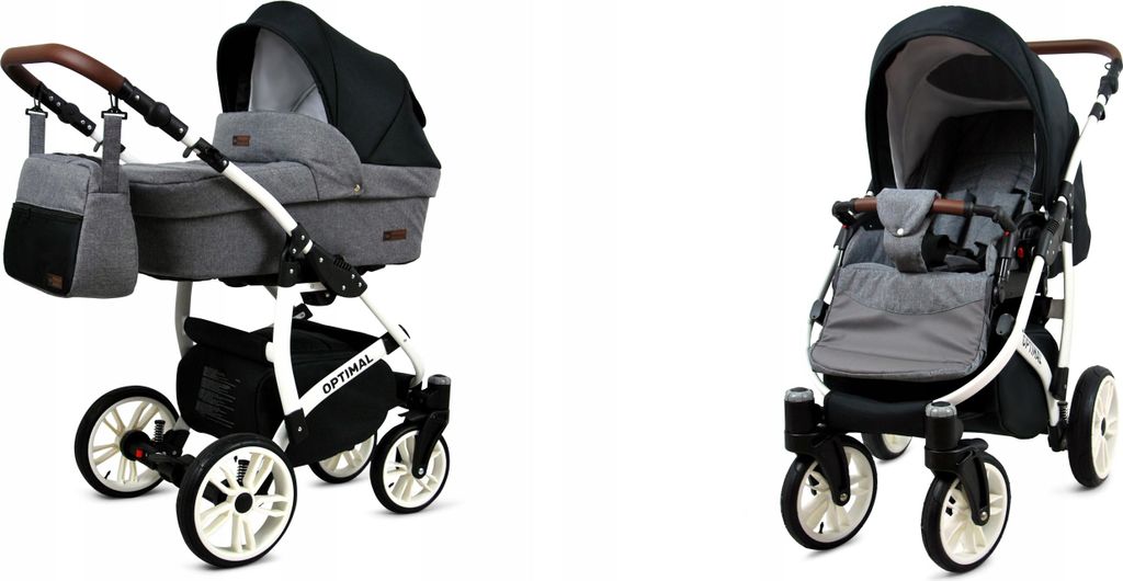 BabyLux Optimal | 2in1 Kinderwagen Set | Grey Flex Black | Kombikinderwagen | Kinderwagenset |