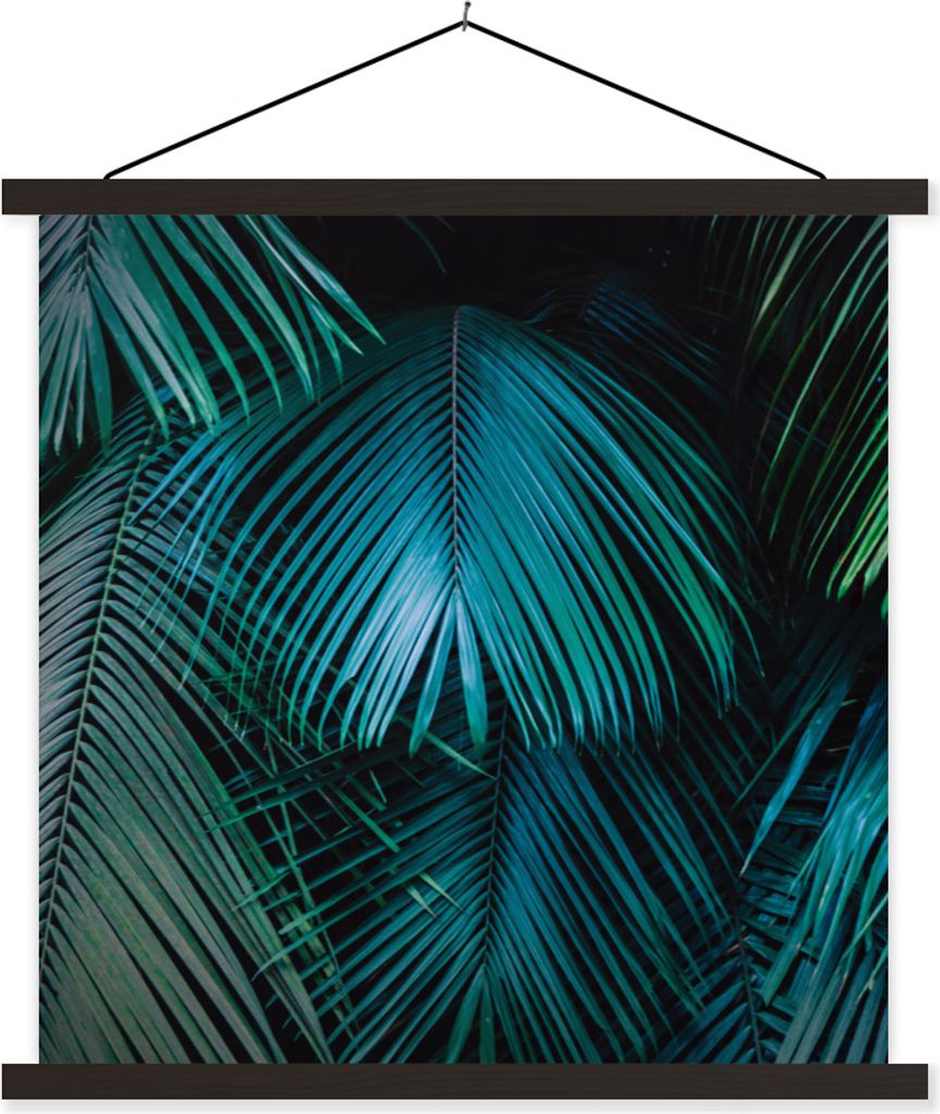 MuchoWow Textilposter Palmen - Dschungel - Blätter 90x90 cm mit schwarzem Rahmen - Magnetisches