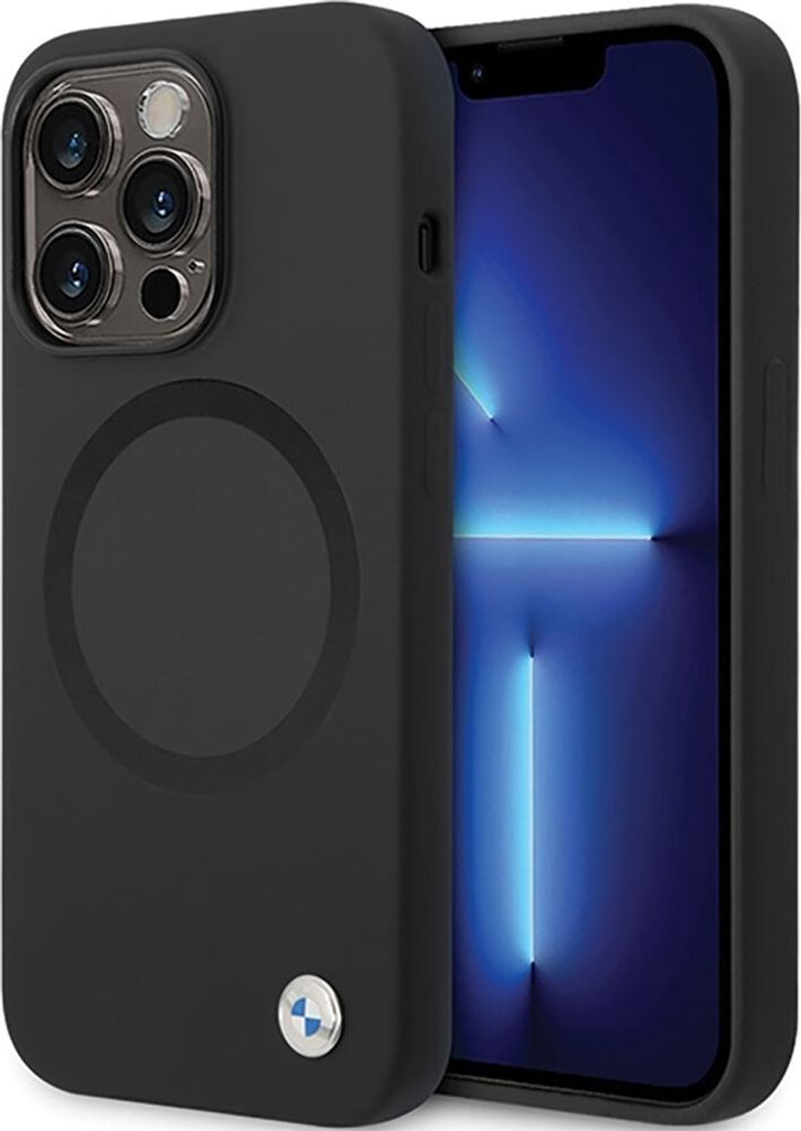 BMW BMHMP14LSILBK2 Hülle für iPhone 14 Pro schwarz Signature Liquid Silicone MagSafe Handyhülle