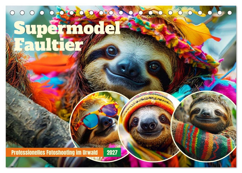 Supermodel Faultier. Professionelles Fotoshooting im Urwald (Tischkalender 2027 DIN A5 quer), CALVENDO Monatskalender
