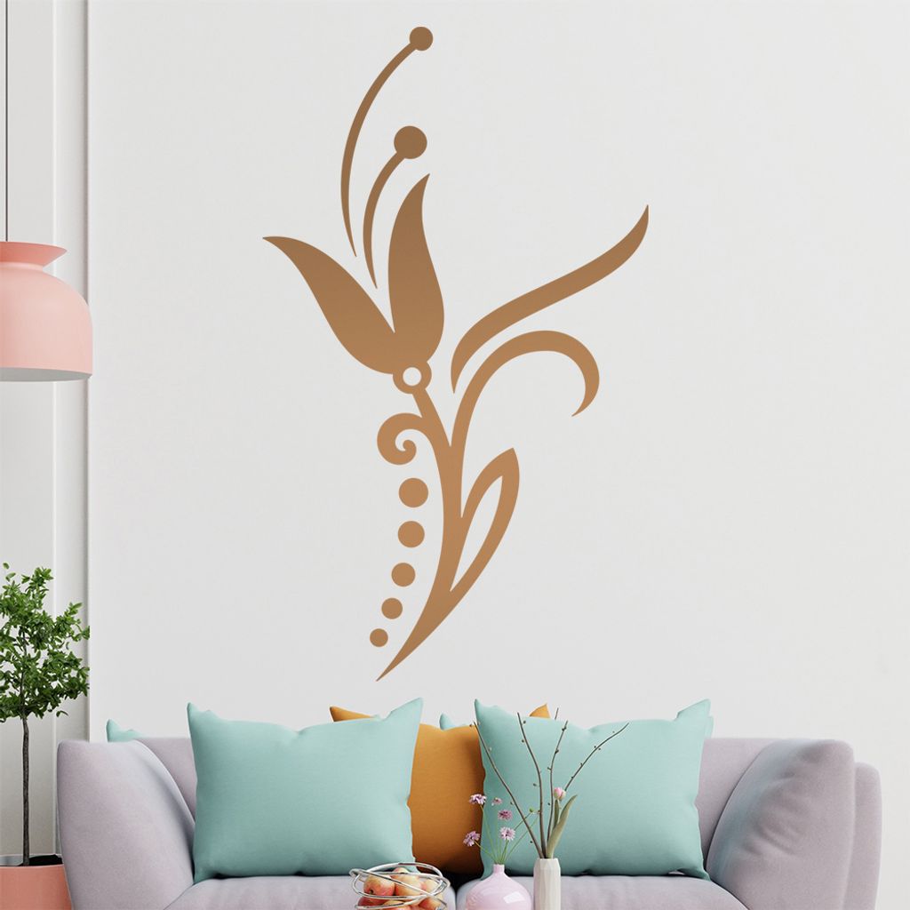Blume - Linien Punkte Wandtattoo in 6 Größen - Wandaufkleber Wall Sticker - Dekoration, Küche, Wohnzimmer, Schlafzimmer, Badezimmer