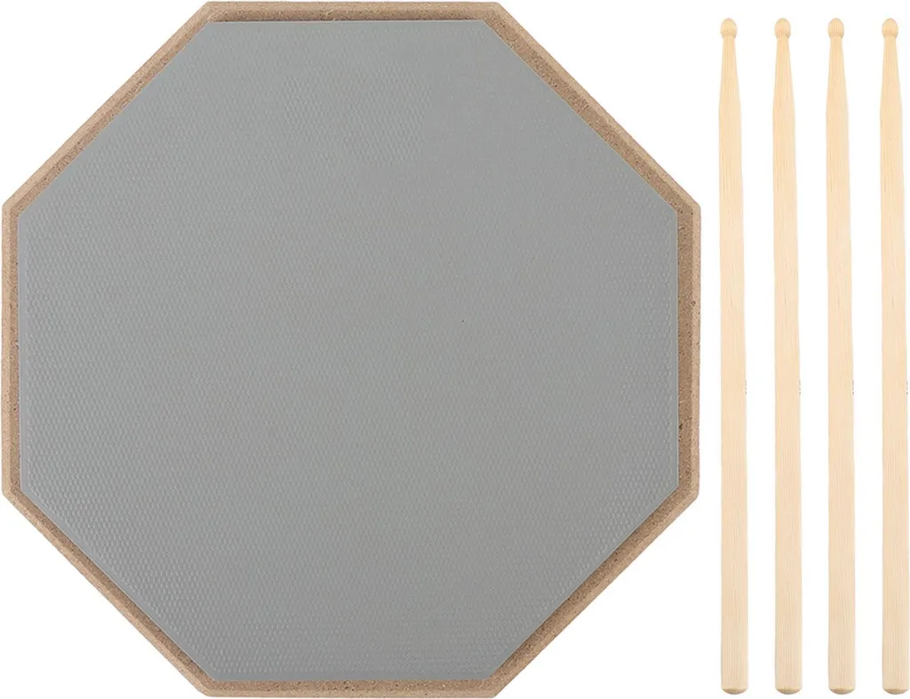 Pad d'Entraînement Batterie 8 Pouces Gris avec 2 Paires de Baguettes