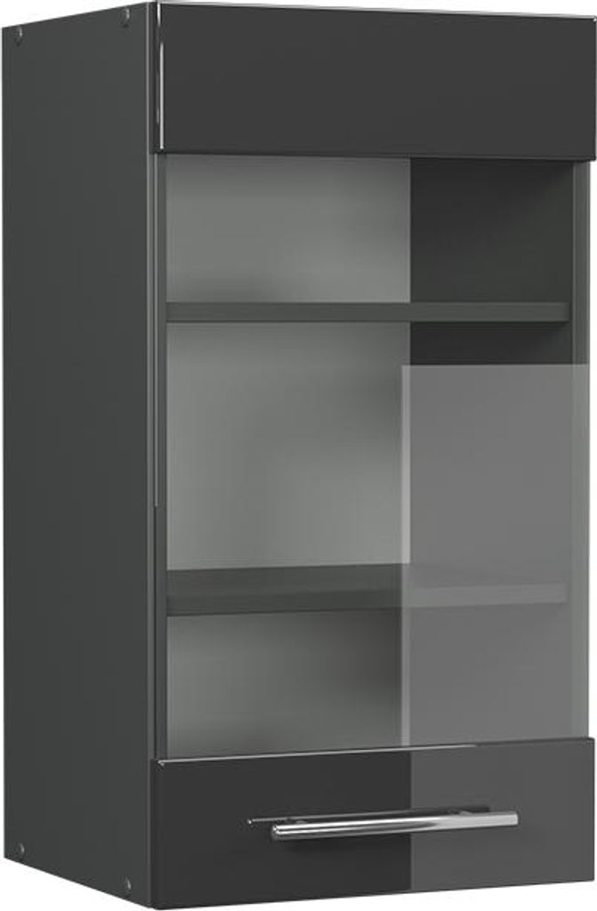 Küchenglasschrank Vicco Fame-Line Anthrazit Hochglanz 40 cm, Model 56949