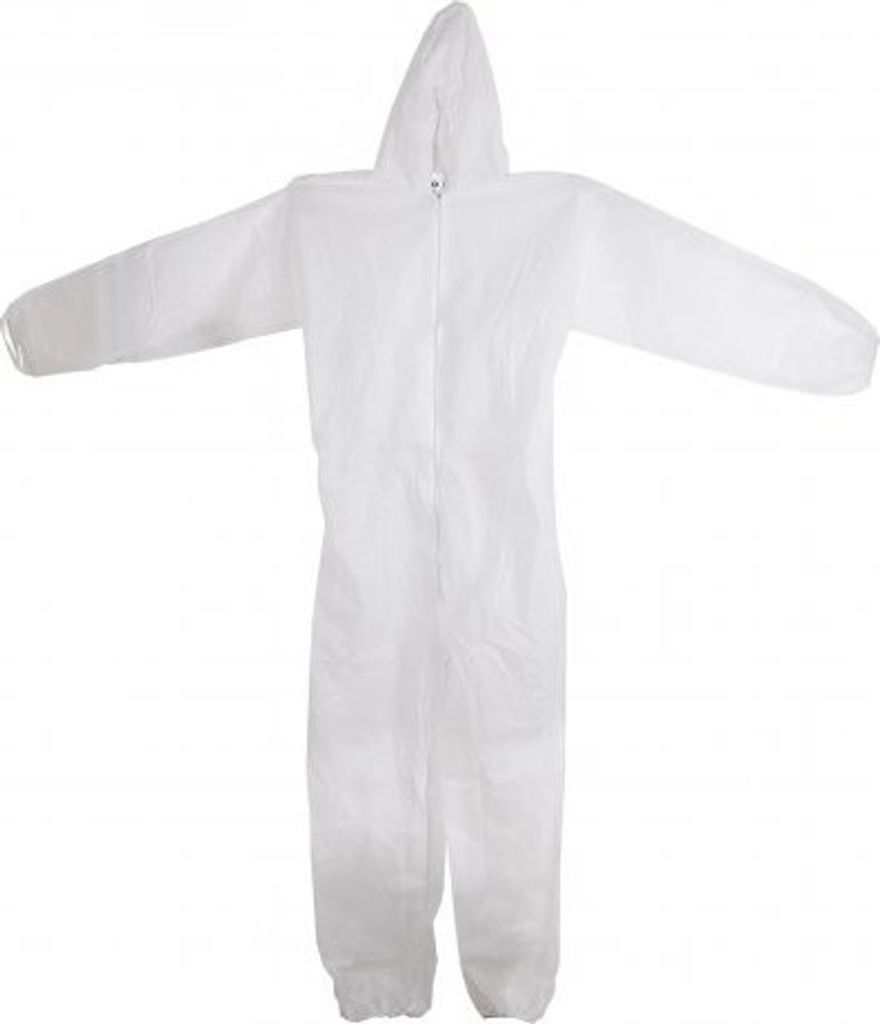 White polypropylene overal with hood L