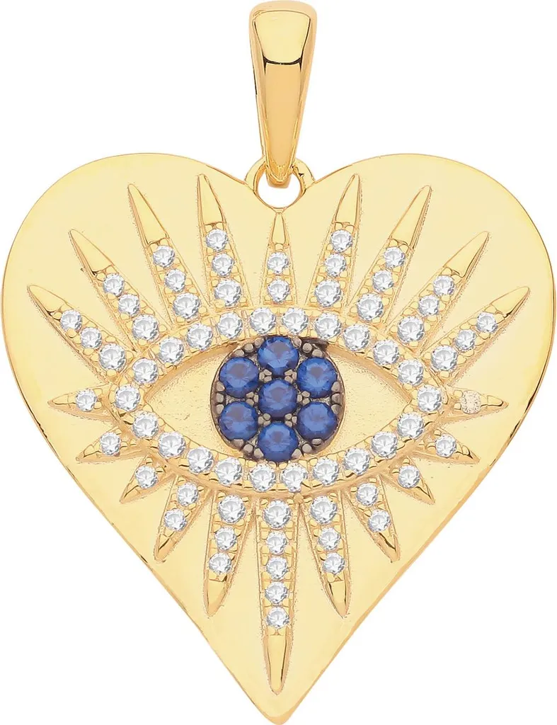 Pendentif en argent fin 925 massif coeur brillant oxyde 31mm