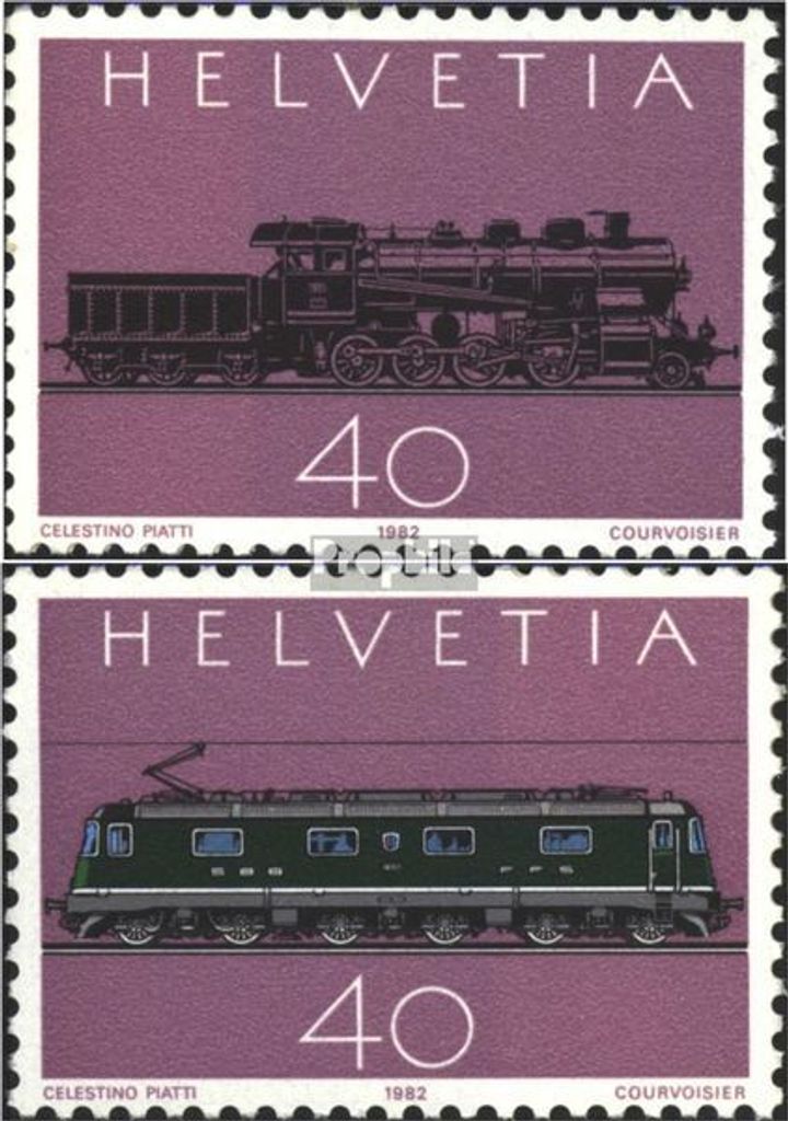 Briefmarken Schweiz 1982 Mi 1214-1215 (kompl.Ausgabe) postfrisch Gotthard-Bahn