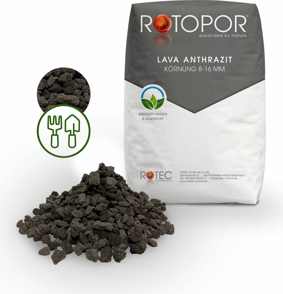 Rotopor Lava Körnung 8-16 mm Lavakies Kies Mulch Lavasplitt Produktbild 