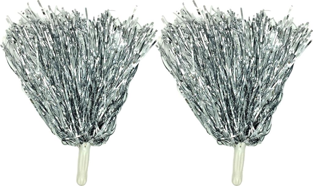 2 Cheerleading-Pompons mit Kunststoffgriff, bunte Pom Poms aus Metallic-Folie für Cheerleader, temperamentvolle Sport- und Tanz-Aufmunterungs-Requ...