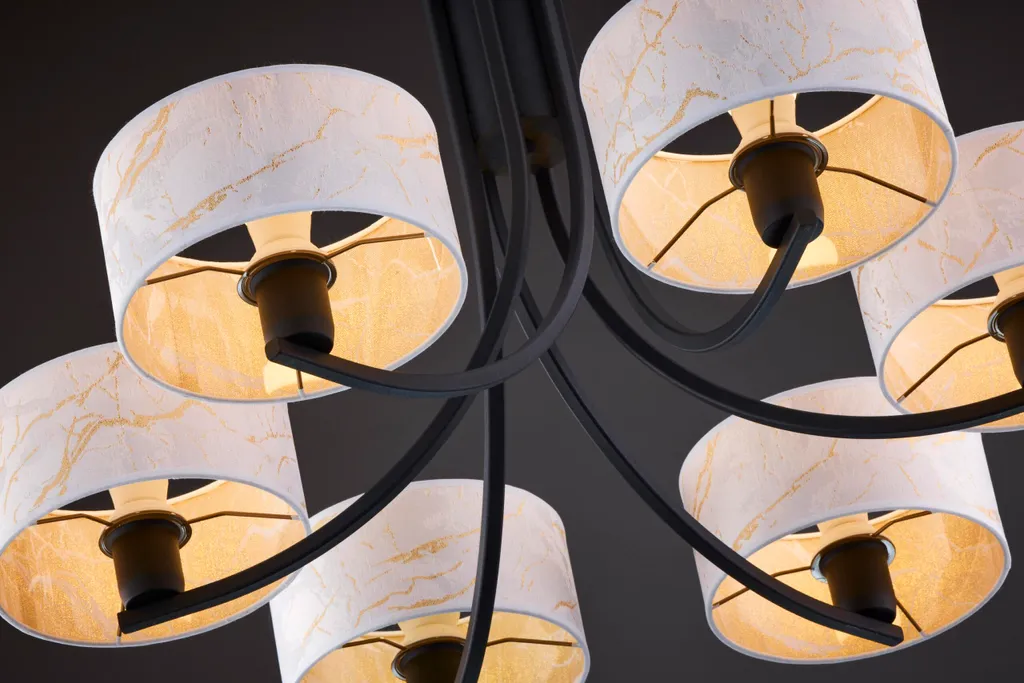 Lustre métal doré et noir ARTHUR - Éclairage 6 bras E27 par Jupiter - 5