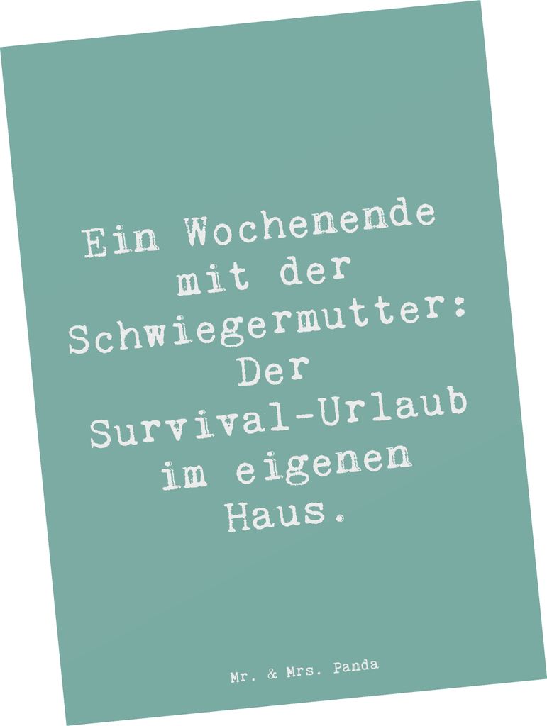 Mr. & Mrs. Panda Grußkarte Spruch Schwiegermutter Abenteuer - Meeresbrise - Geschenk, Familie, Kunstkarten, Schwiegereltern, Humor, Postkarte, Bez...