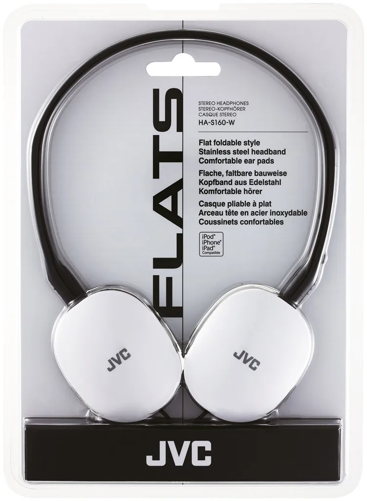 Casque pliable JVC HA-S160-W-E blanc pour musique et trajets urbains