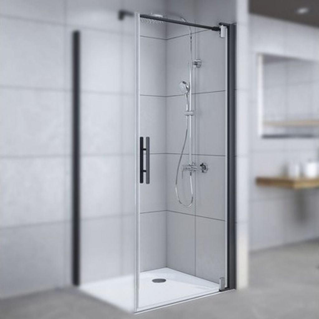 Drehtür für Seitenwand Breuer Europa Design 100 cm Anschlag rechts Klarglas Profilfarbe schwarz
