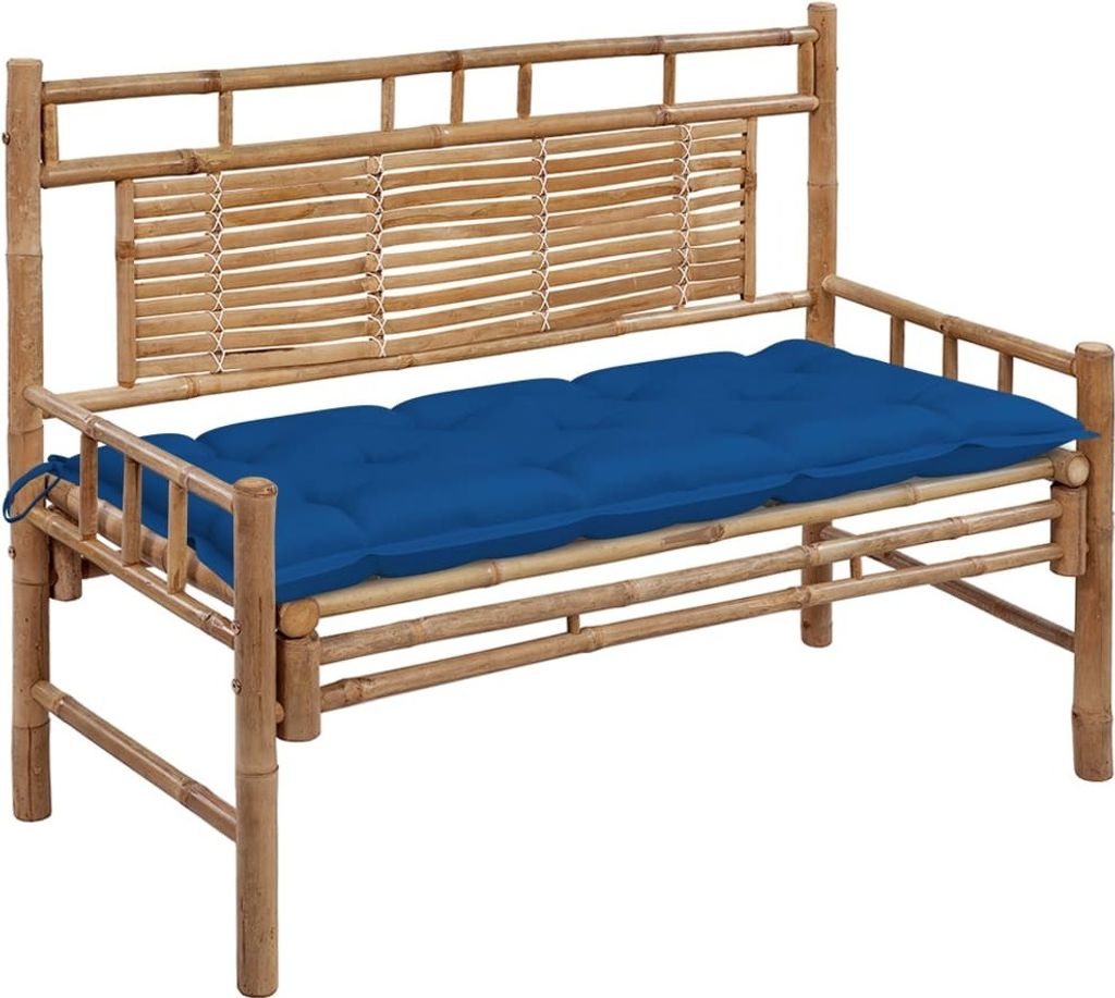 Gartenbank mit Auflage 120 cm Bambus