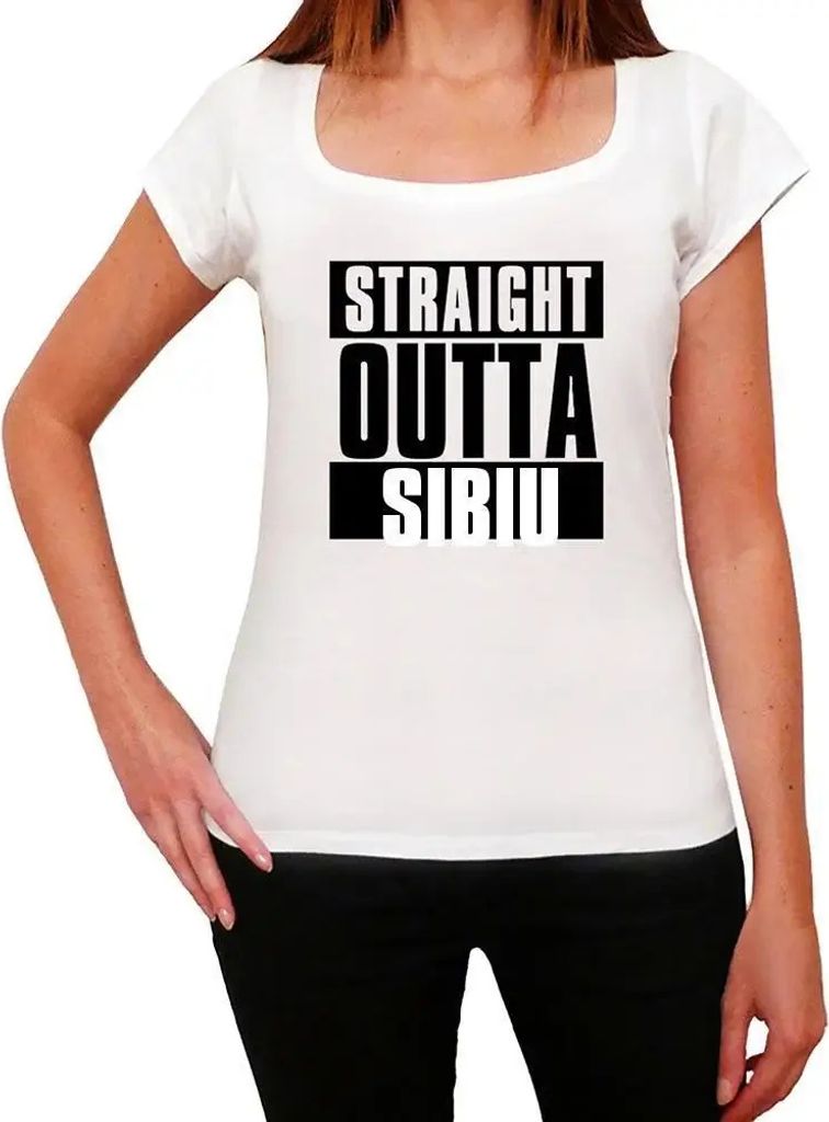 Damen Grafik T-Shirt Direkt aus Sibiu – Straight Outta Sibiu – Öko-Verantwortlich Vintage Jahrgang Kurzarm Lustige Druck Geburtstag Geschenk Frau