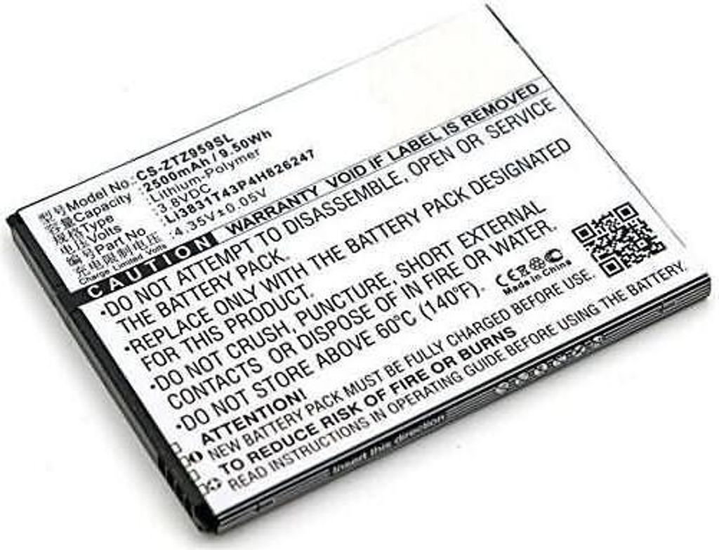 Akku für Zte Grand X 3 LTE Li-Pol 3,8 Volt 2500 mAh schwarz.