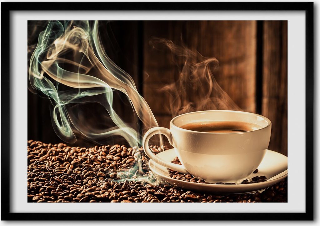 Bild - Bilderrahmen - 100 cm x 70 cm - MDF - Rahmen - Foto - Wandkunst aromatischer Kaffee