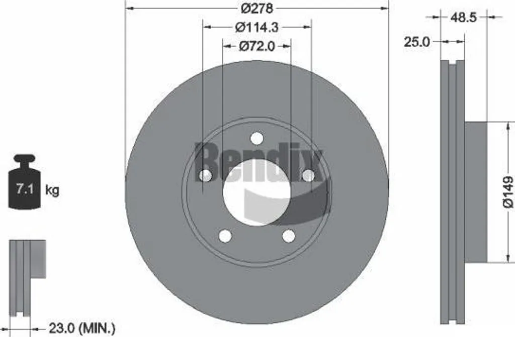 Disque de frein de rechange Bendix BDS1287 compatible Berlines 3 et 5