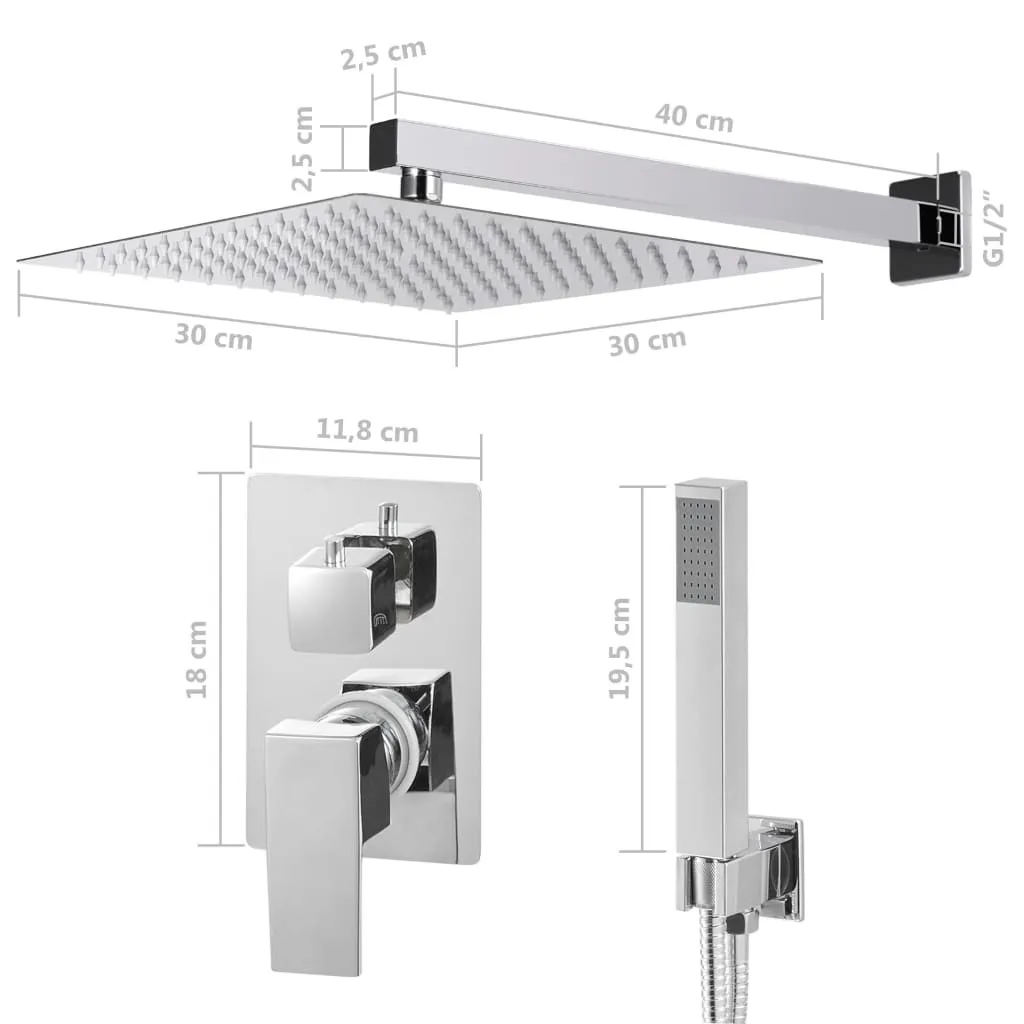 Colonne de douche en inox 201 argentée avec mitigeur et pommeau haut - 6