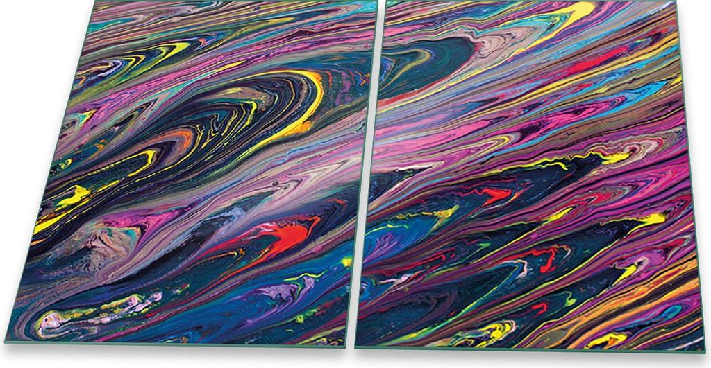 Herdabdeckplatten Glaskeramikkochfeld Spritzschutz Universal 2teilig 2x40x52 Abstrakt Bunt