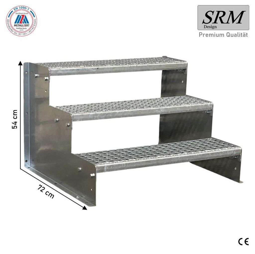 3 Stufen Standtreppe Modell 2 verzinkt, Breite 60 cm, Höhe Produktbild 