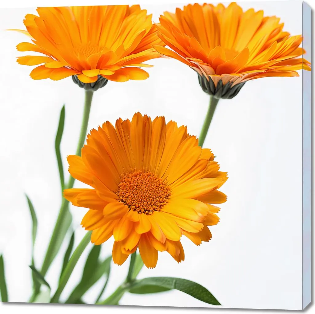 Tableau Grand Format Calendula au soleil 100x100 cm Couleurs Vives
