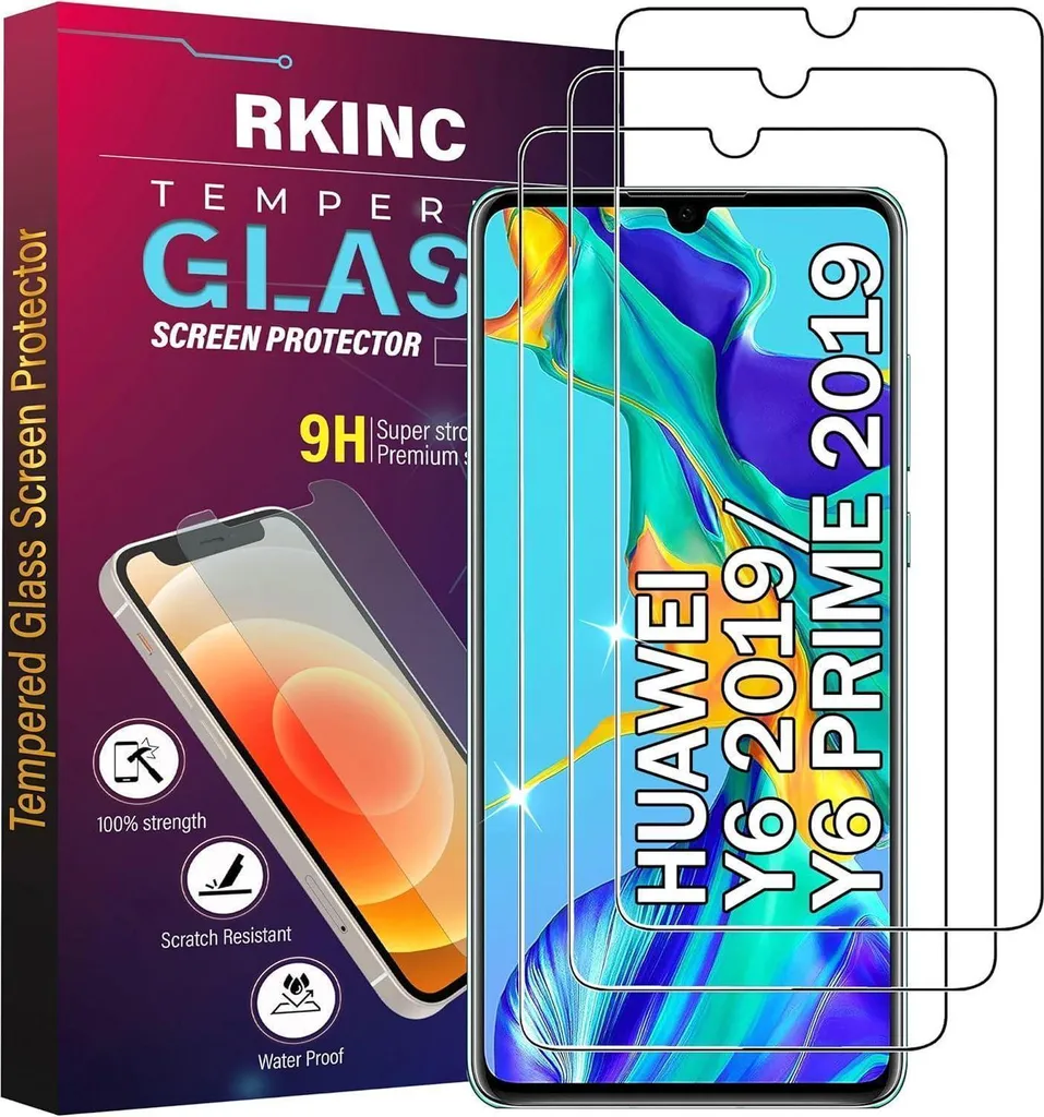 Huawei Y6 2019 Vetro Blindato - 3 Pellicole Protettive 9H Antigraffio